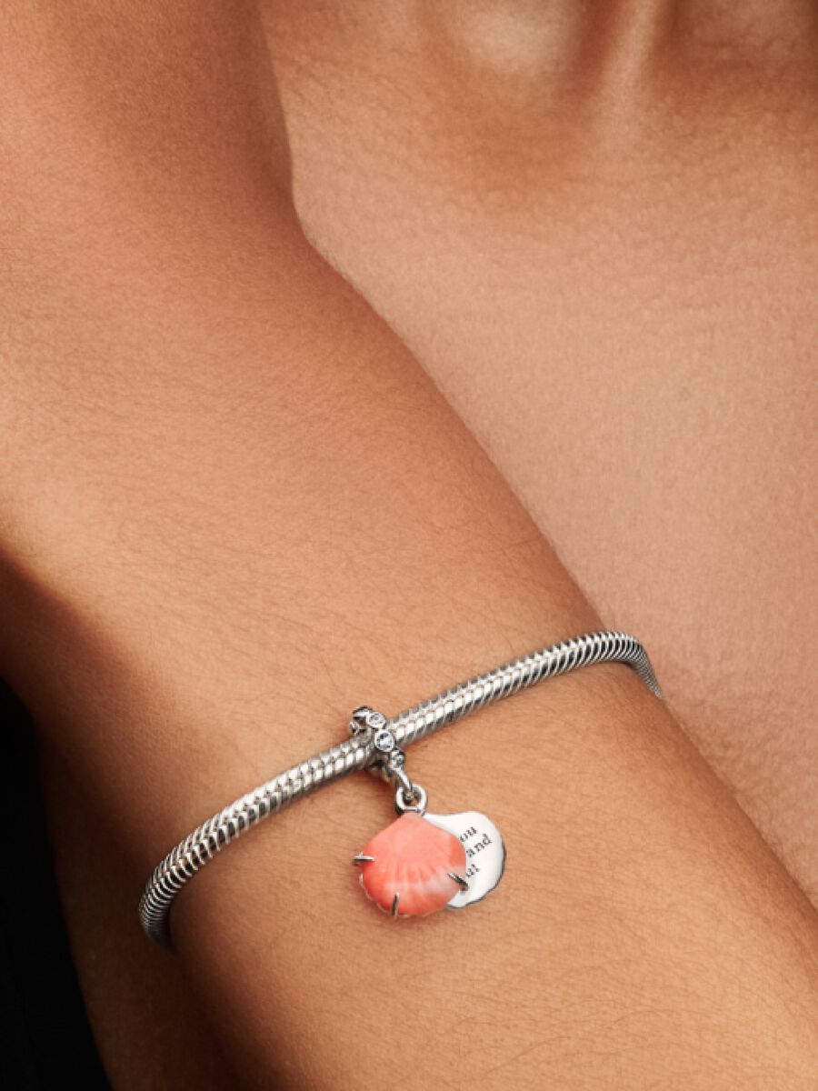 Coral-coloured Shell Double Dangle Charm