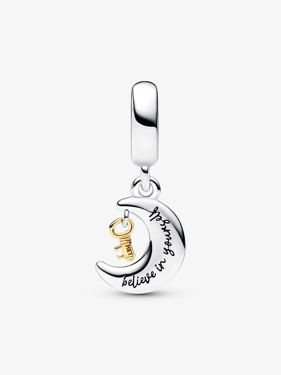 Two-tone Key & Moon Dangle Charm