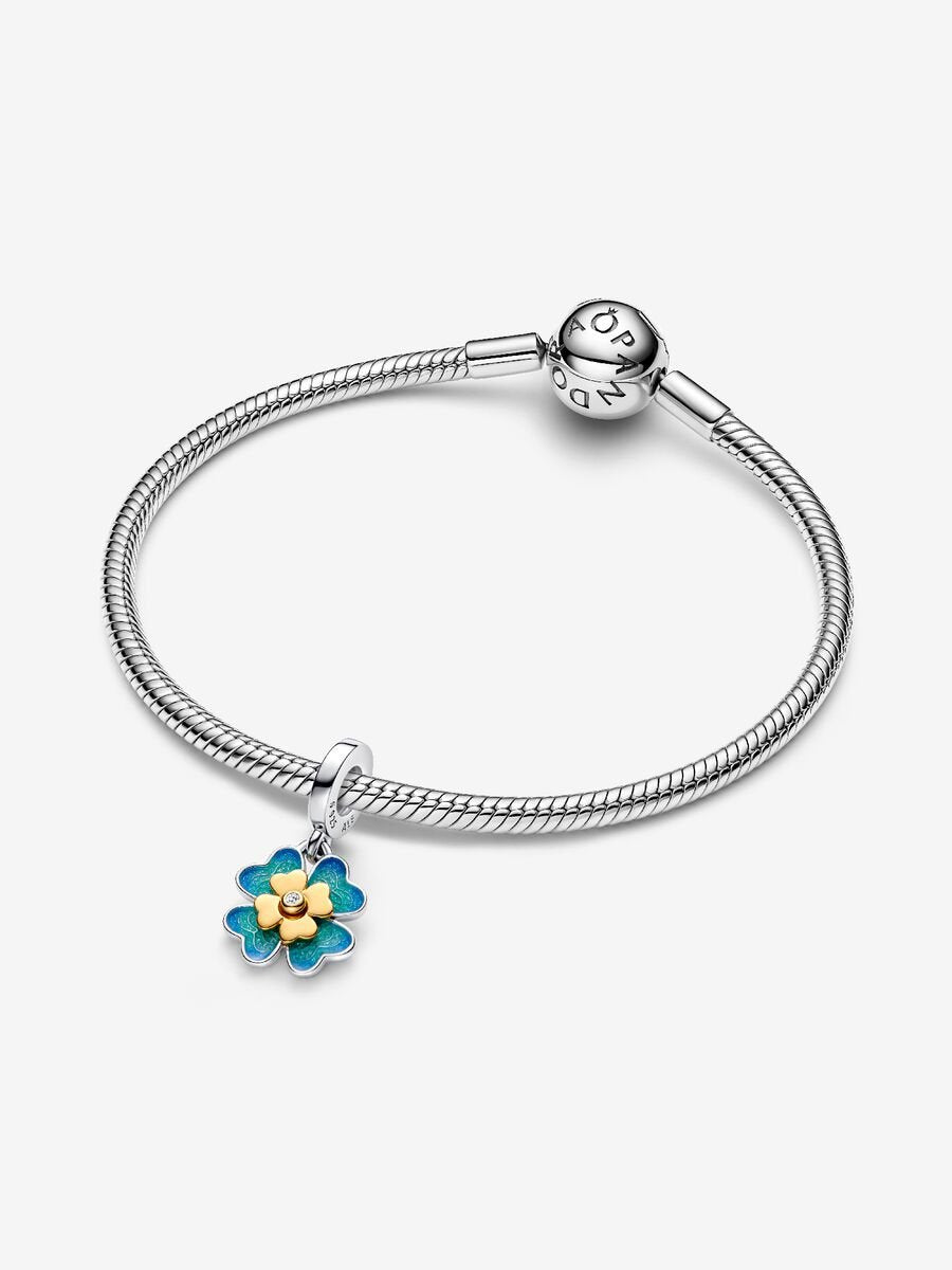 Spinnable Four Leaf Clover Lab-Grown Diamond Dangle Charm