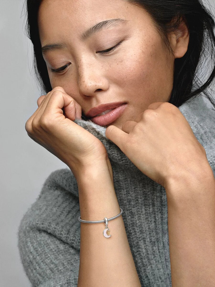 Two-tone Key & Moon Dangle Charm