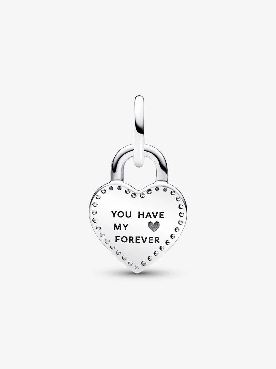 Two-tone Twistable Heart Padlock Double Dangle Charm