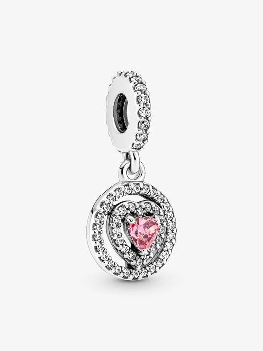 Sparkling Double Halo Heart Dangle Charm