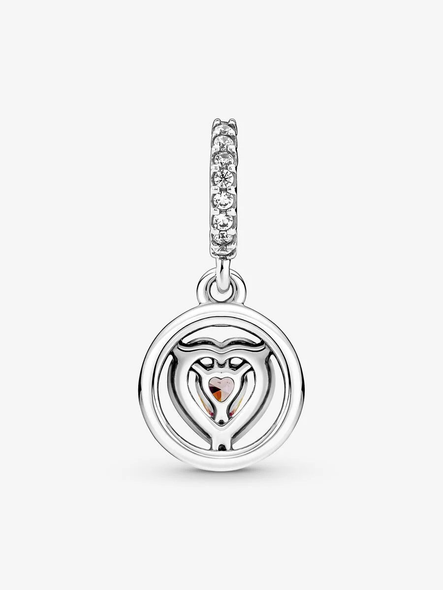 Sparkling Double Halo Heart Dangle Charm