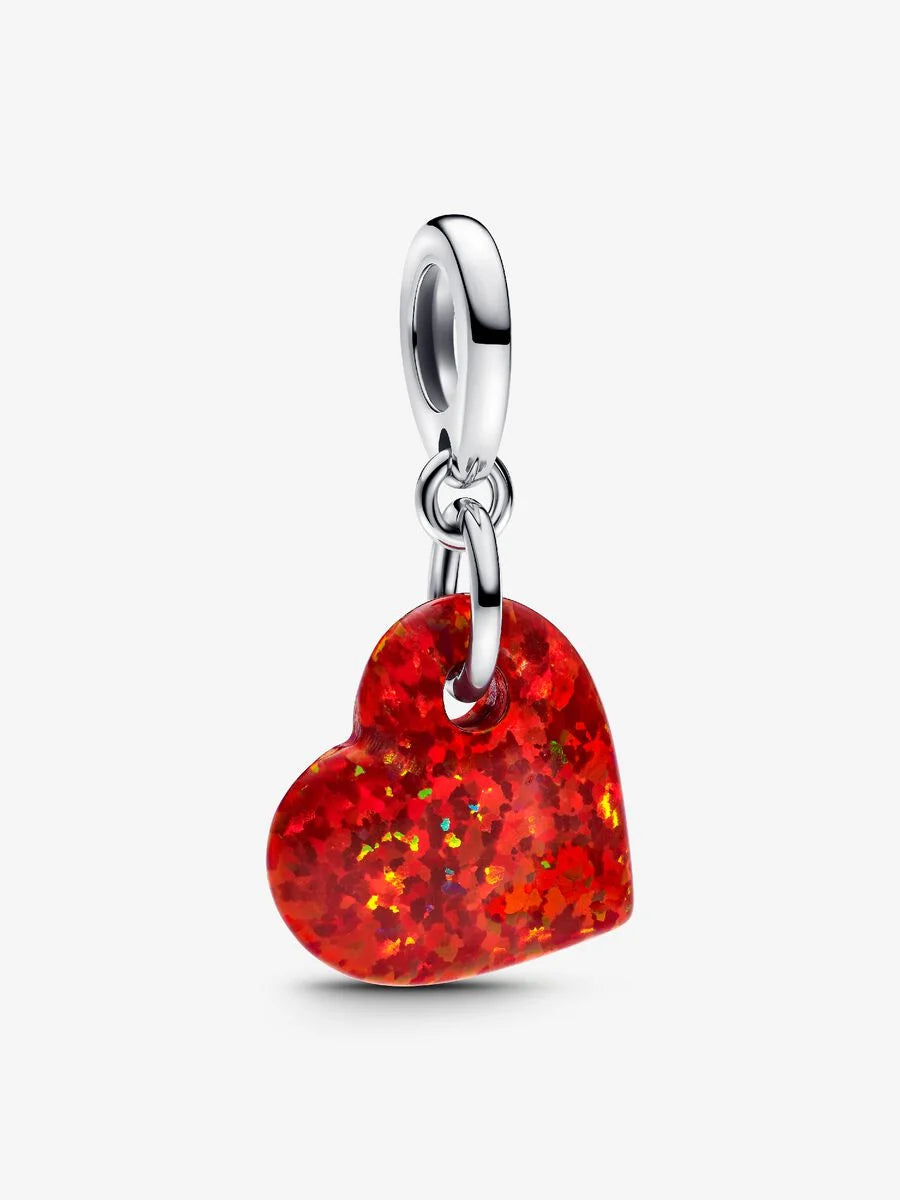 Opalescent Red Heart Dangle Charm