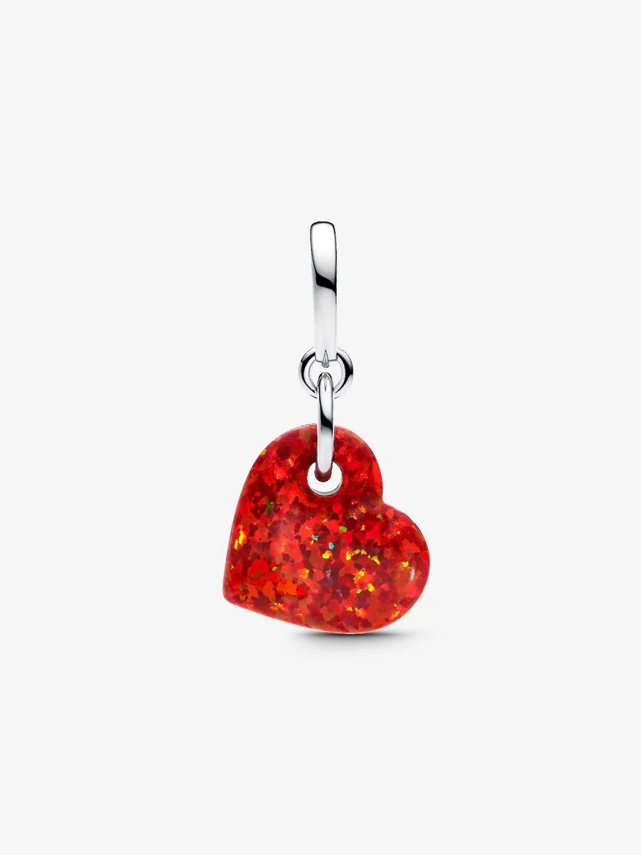 Opalescent Red Heart Dangle Charm